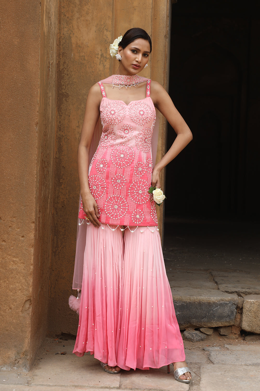 Rashmeet Kaur in Pink Ombre Gharara Set