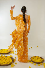 Mustard & White Ruffle Saree