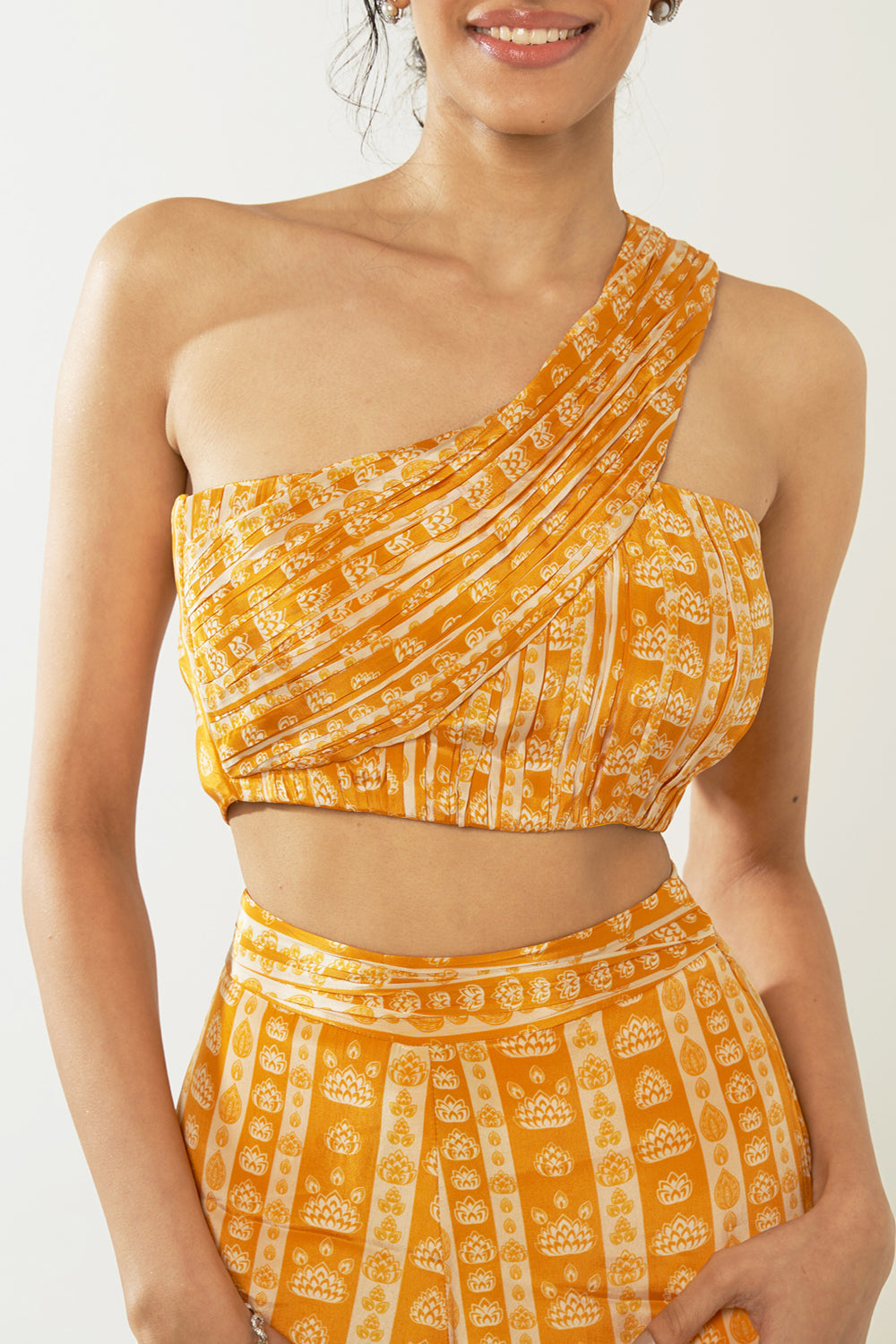 Mustard & White Floral Stripes  Co-Ord