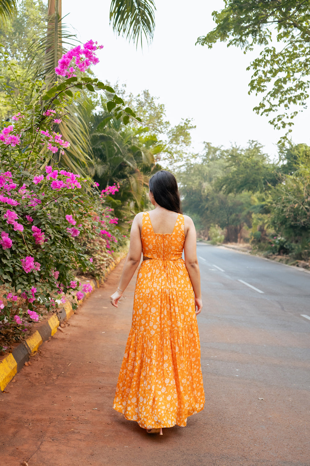 Orange Floral Maxi Dress