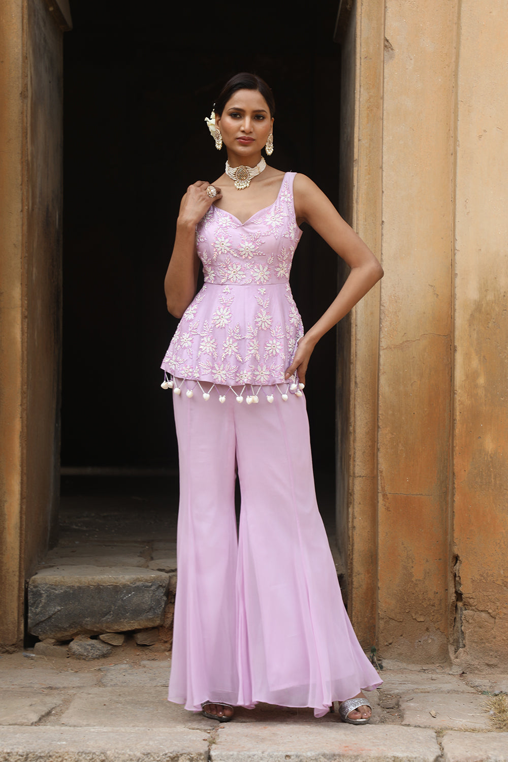 Ankita Raghav Arora in Lilac Peplum With Inserted Sharara Set