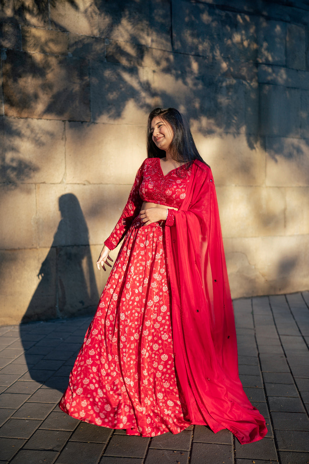 Red Floral Lehenga