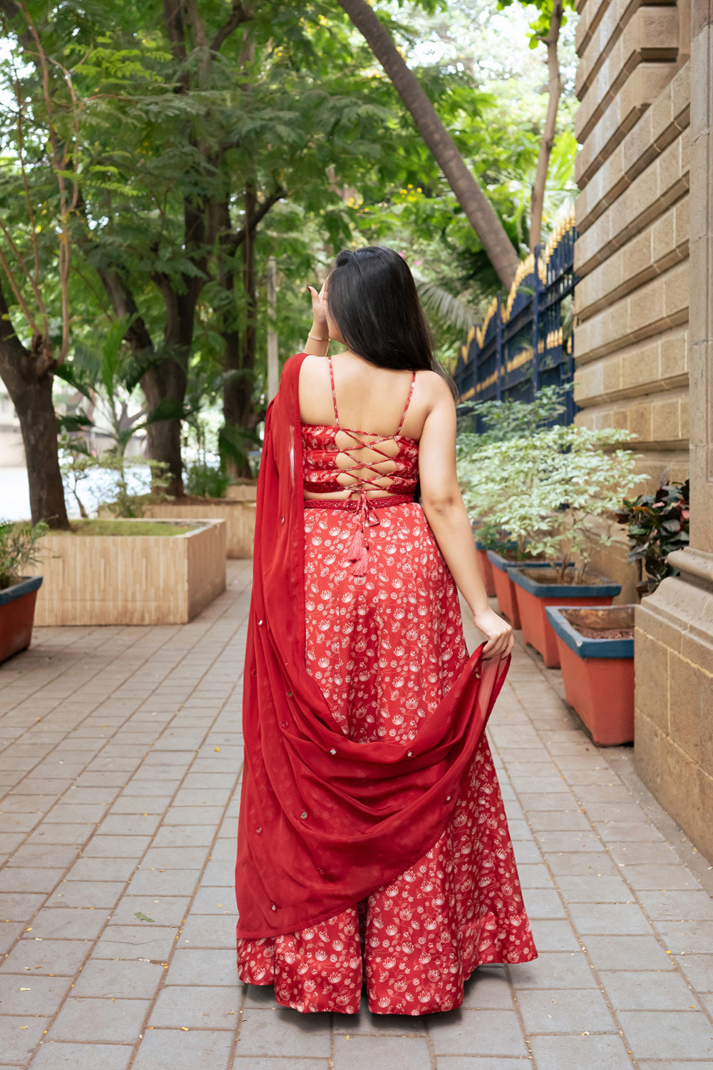 Rust Floral Lehenga