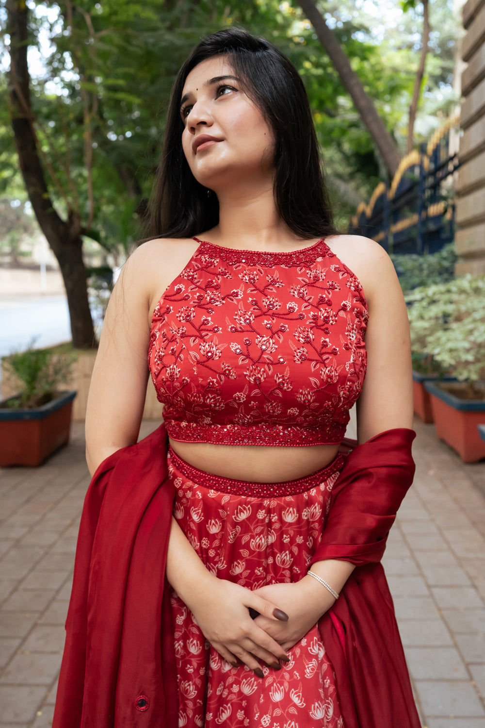 Rust Floral Lehenga