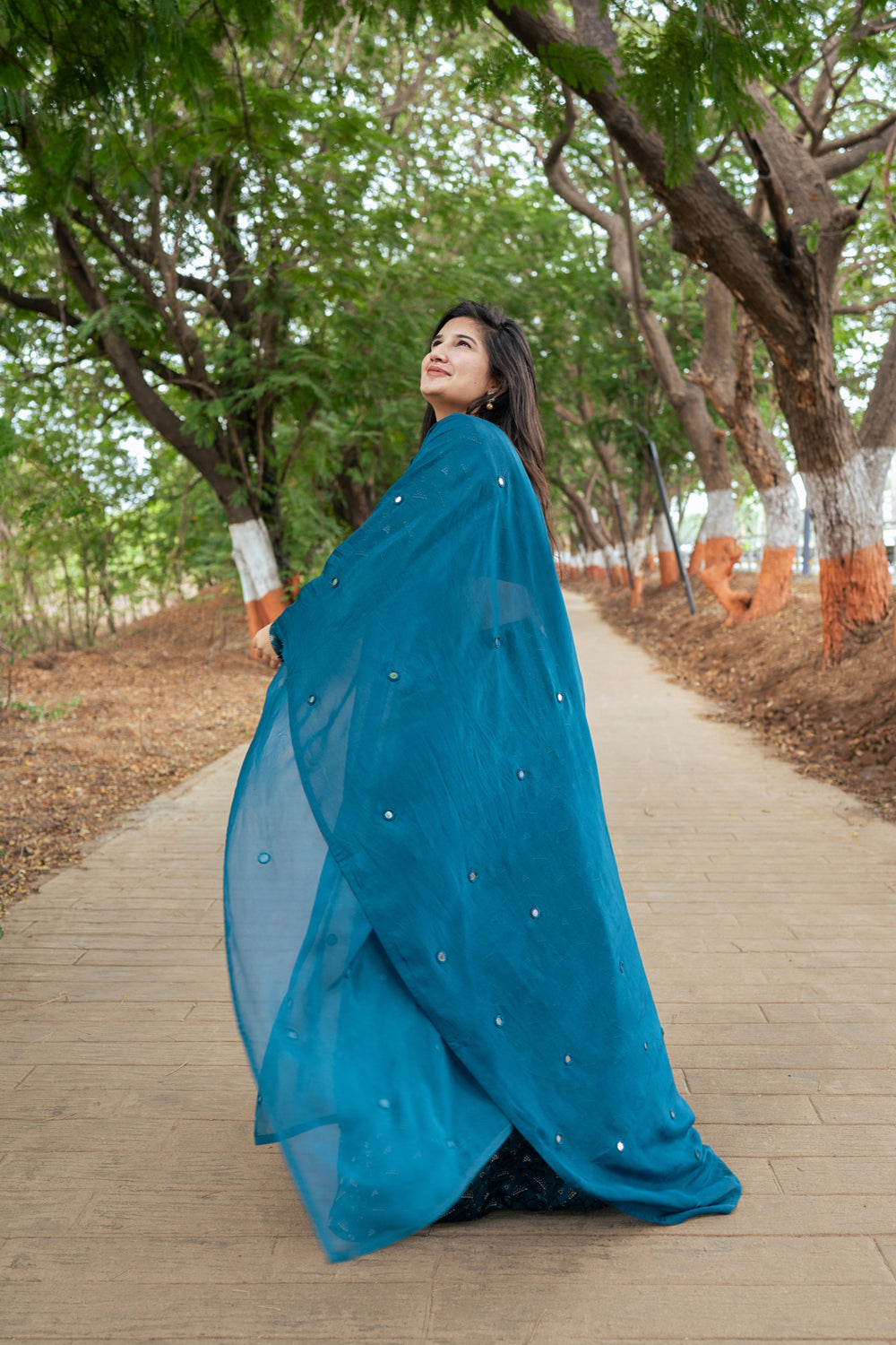 Teal Floral Lehenga