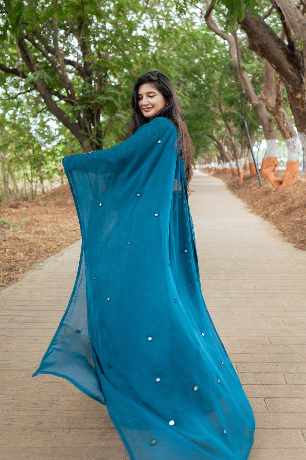 Teal Floral Lehenga