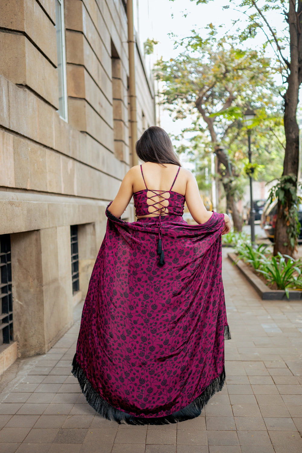 Hand-Embroidered Berry Cape Set