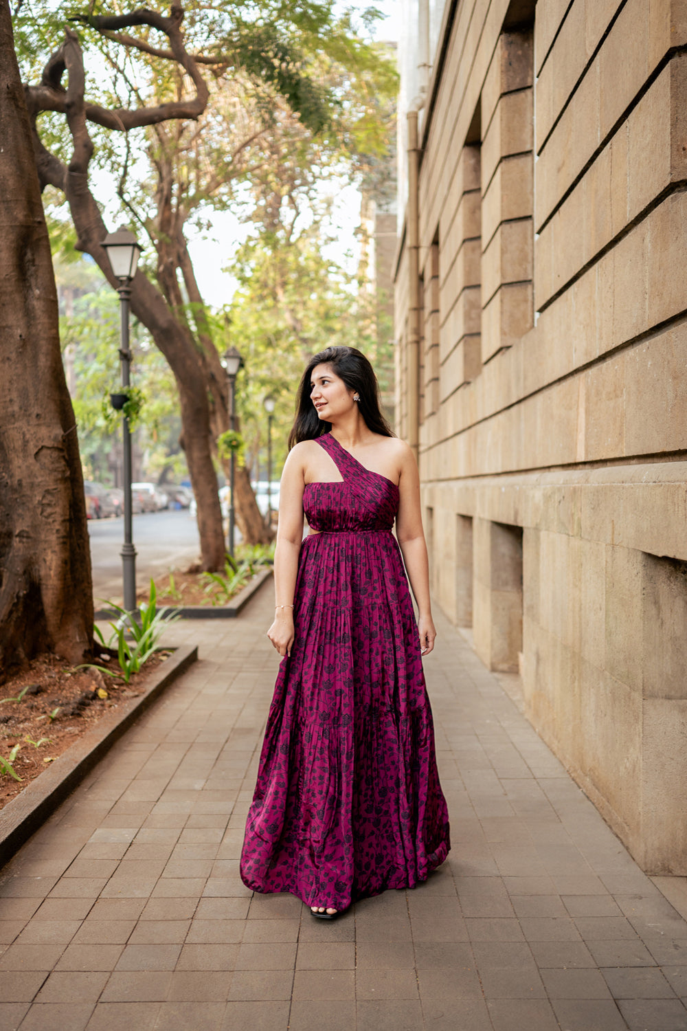 Berry Hand Pleated Maxi Dress