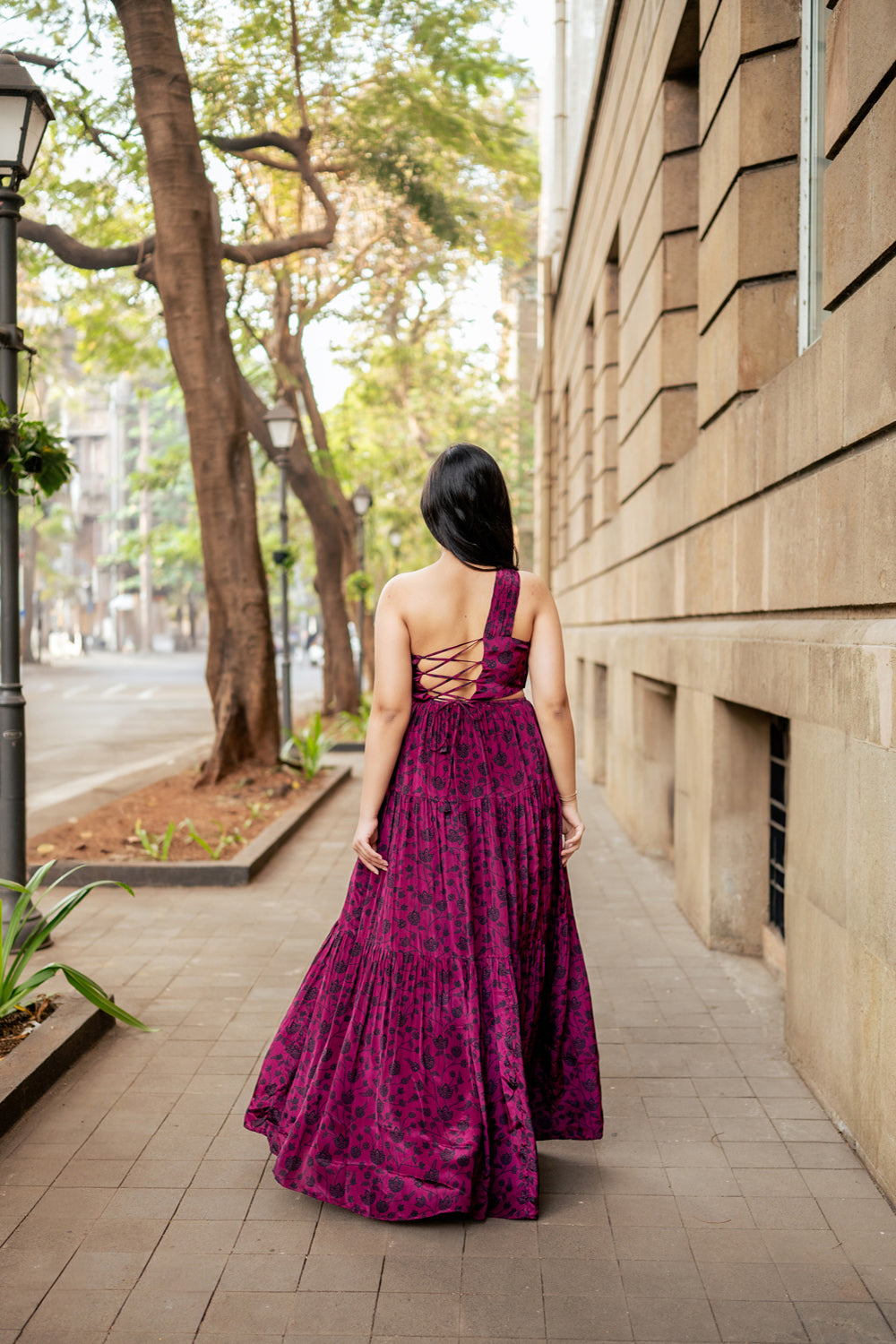 Berry Hand Pleated Maxi Dress