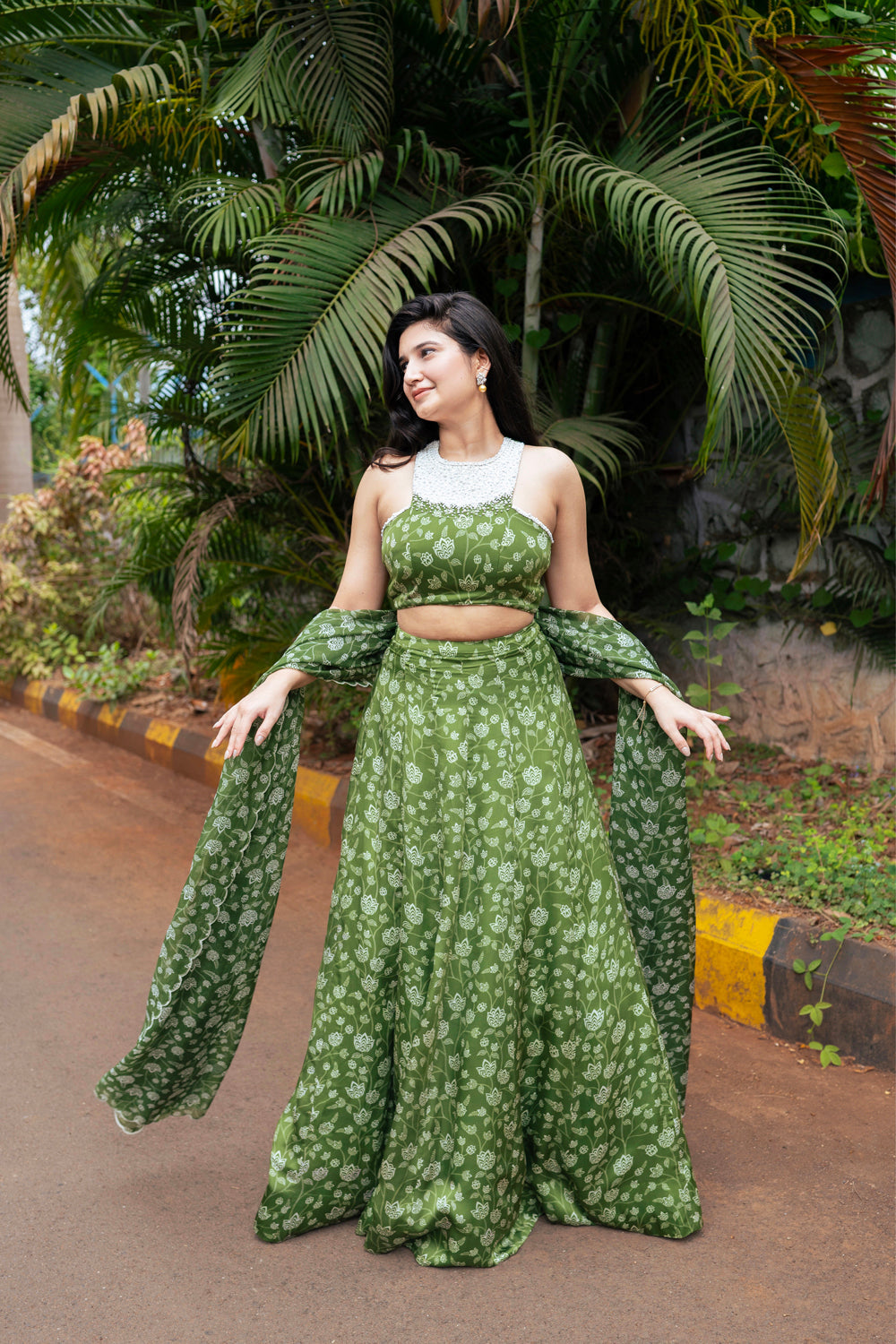 Olive Green Lehenga Set