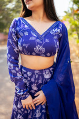 Violet Lotus Print Lehenga