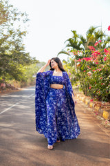 Violet Lotus Print Cape Set