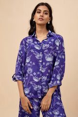 Violet Lotus Print Shirt & Trousers Co-Ord