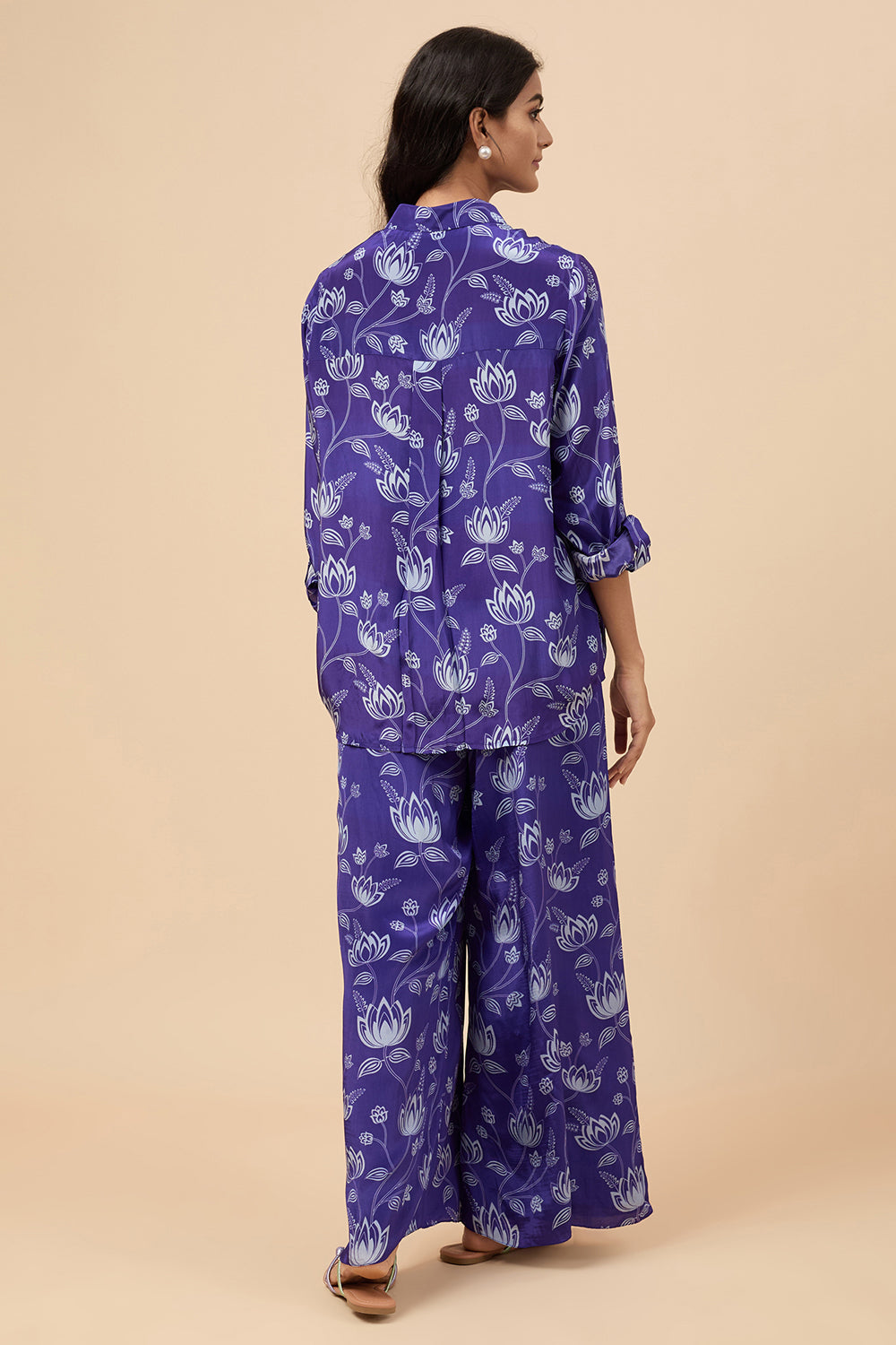 Violet Lotus Print Shirt & Trousers Co-Ord