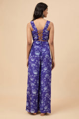 Violet Lotus Print Crop Top & Trousers Co-Ord