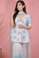 Anchal Varma in White-Blue Peplum Ombre Gharara Set