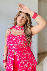 Mannat Setia in Fuscia Pink Peplum With Inserted Sharara Set