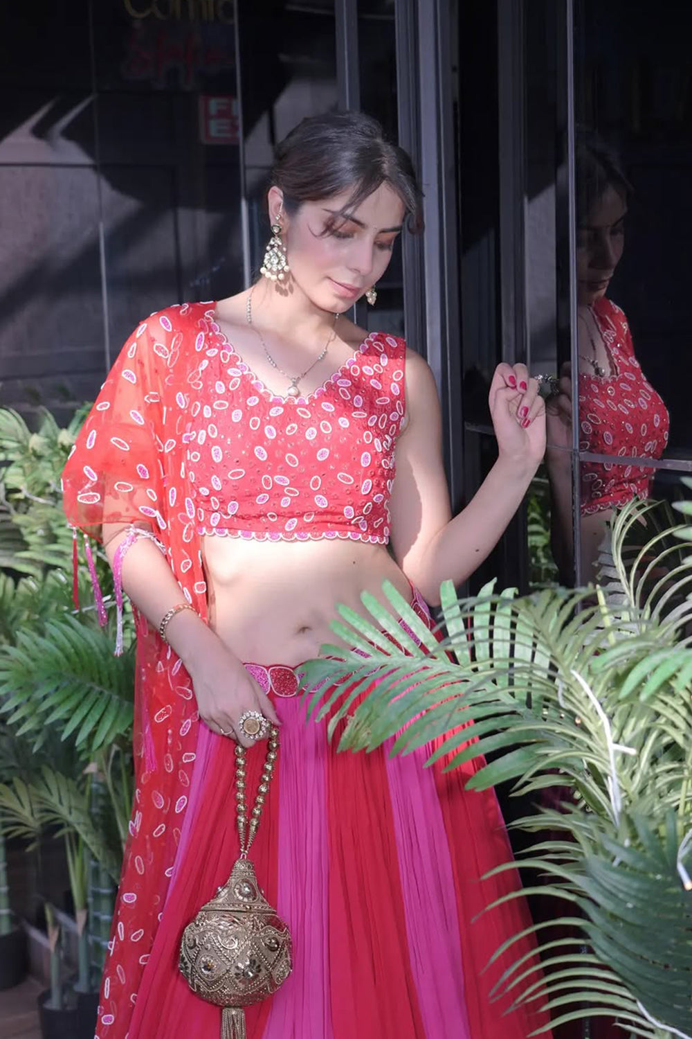 Ishmeet Kaur in Red & Pink Ombre Lehenga Set