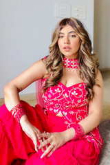 Mannat Setia in Fuscia Pink Peplum With Inserted Sharara Set