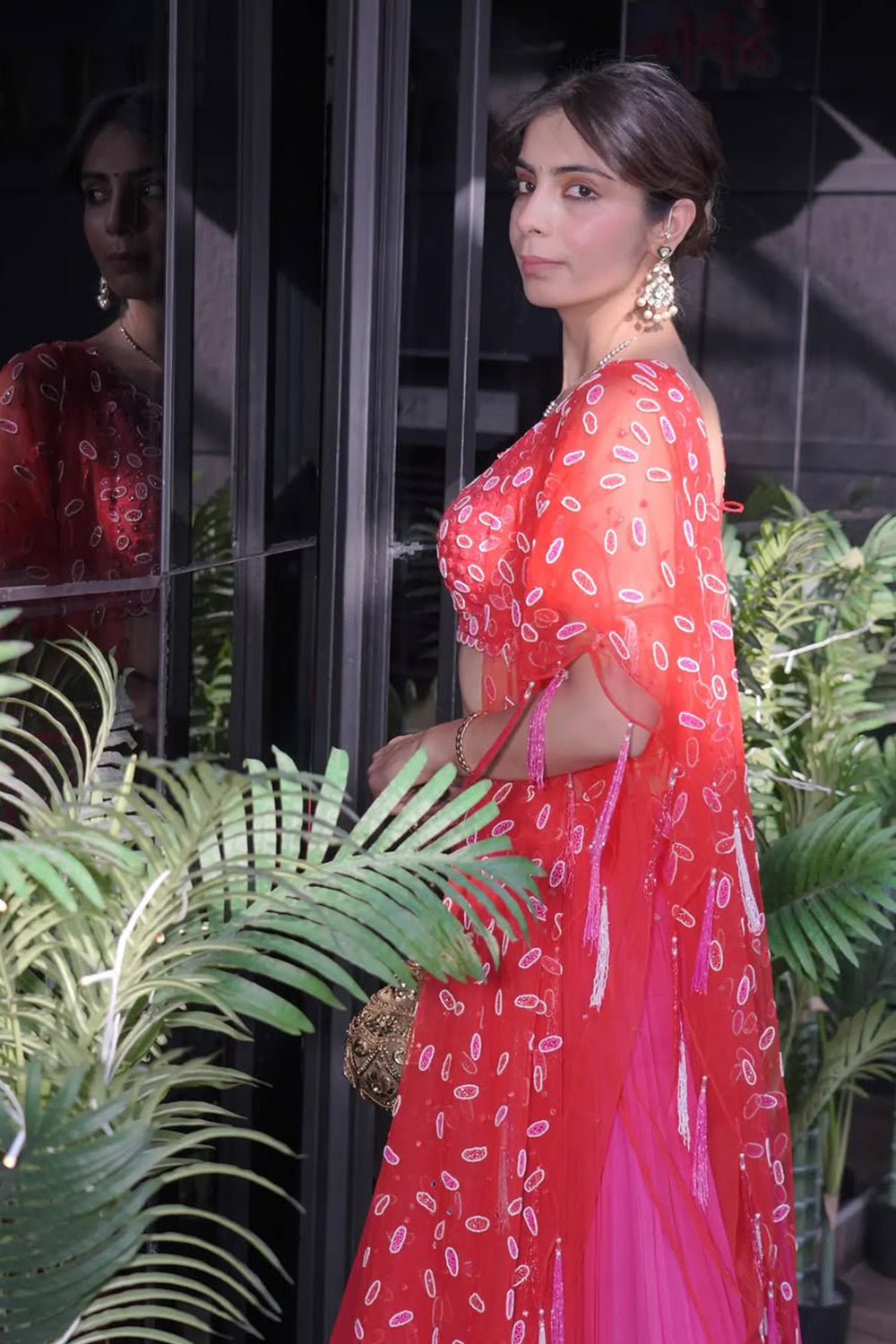 Ishmeet Kaur in Red & Pink Ombre Lehenga Set