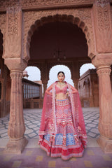 "Dwarka" Rani Pink Hand Embroidered Lehenga Set