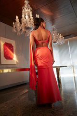 Coral Sculpted Drape Saree