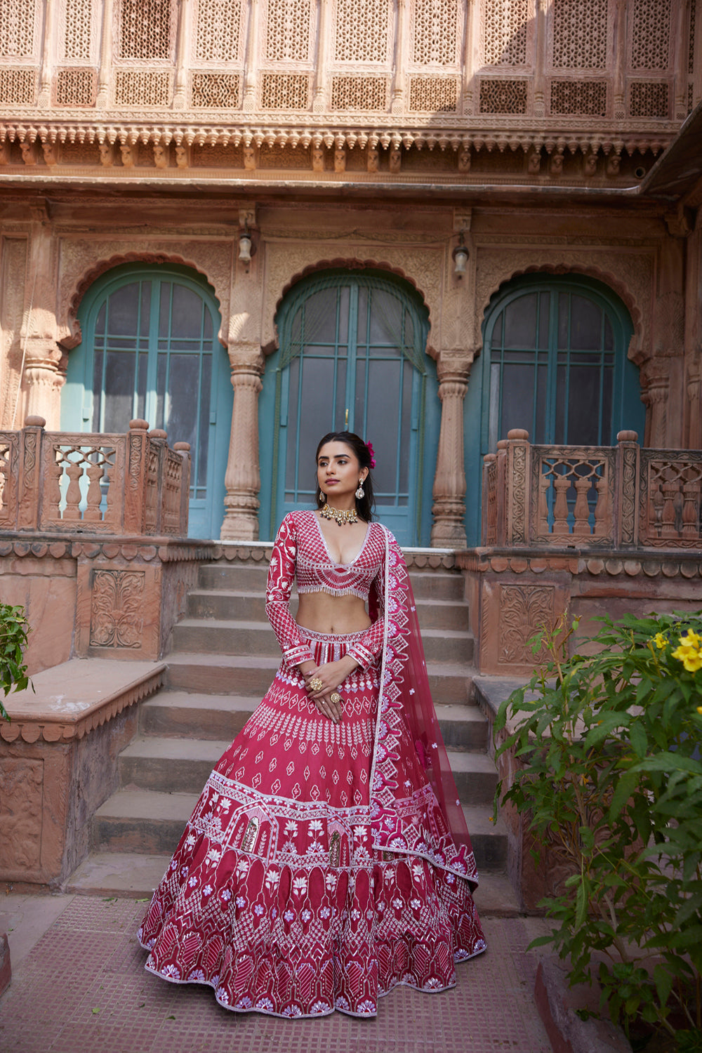 "Gajri" Hand Embroidered Lehenga Set