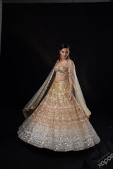 "Tierra" Gold Rosegold Silver Ombre Lehenga Set With Dupatta