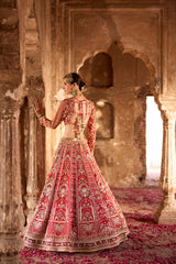 "Ilakshi" Deep Red Zardosi Embroidery Bridal Lehenga Set