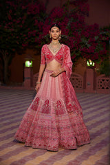 "Madhuban" Bubblegum Pink Zardosi Embroidered Lehenga Set