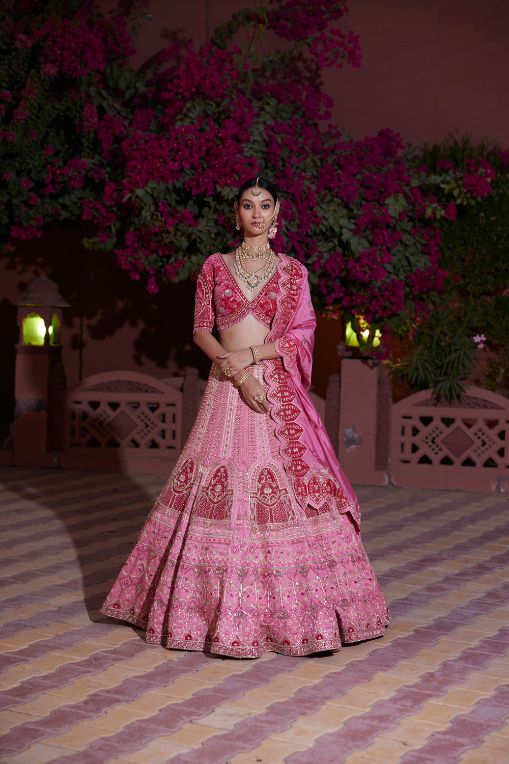 "Madhuban" Bubblegum Pink Zardosi Embroidered Lehenga Set