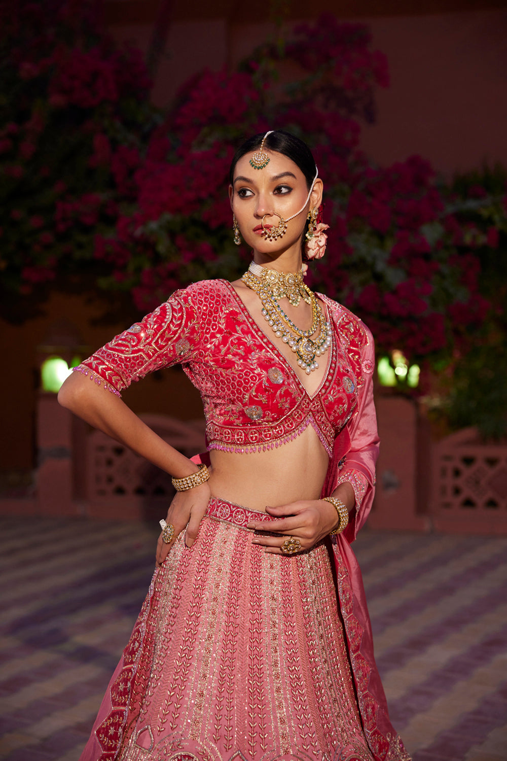 "Madhuban" Bubblegum Pink Zardosi Embroidered Lehenga Set