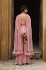 Onion Pink Peplum With Inserted Sharara Set