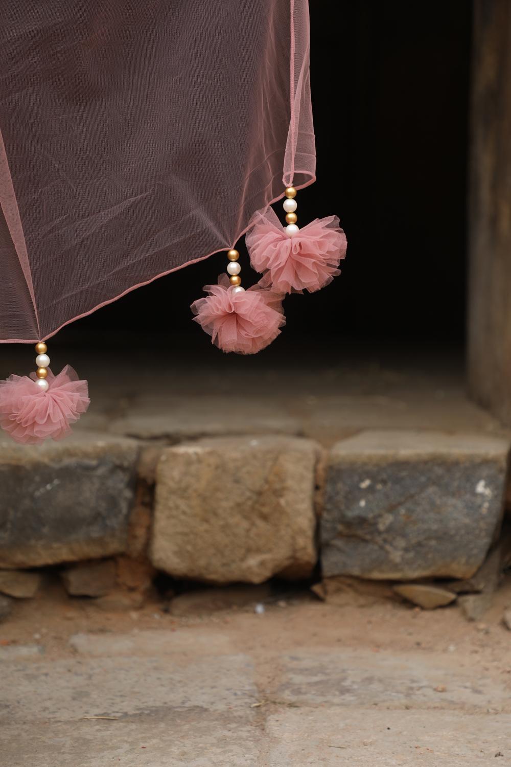 Onion Pink Peplum With Inserted Sharara Set