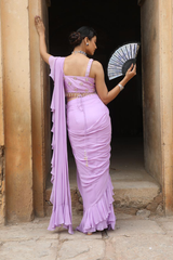 Lilac Drape Saree With Detacheable Belt