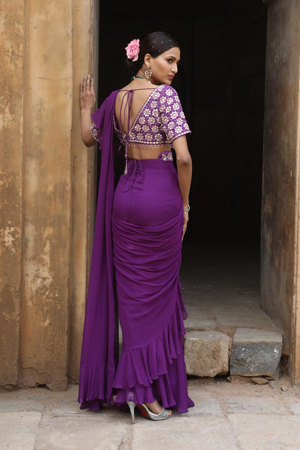 Purple Drape Saree