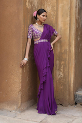 Purple Drape Saree