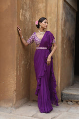 Purple Drape Saree