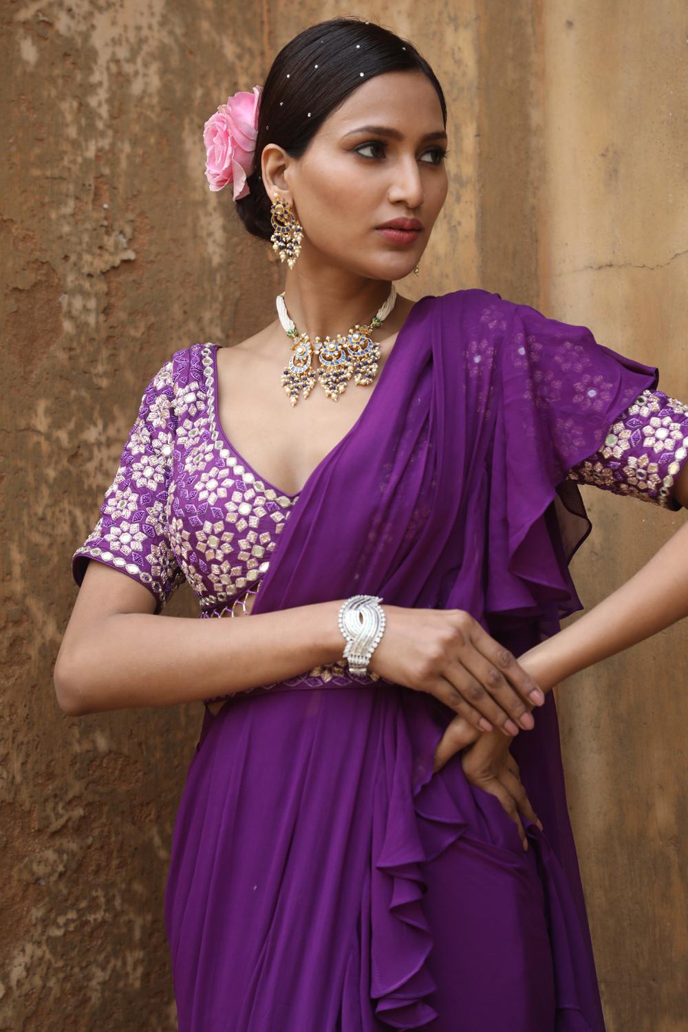 Purple Drape Saree