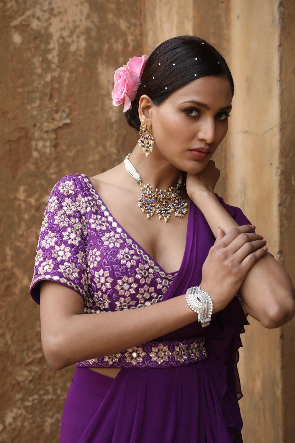 Purple Drape Saree