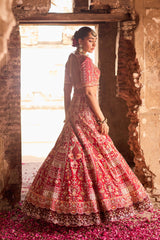 "Rahee" Multicolour Sequin & Zardosi Embroidered Bridal Lehenga Set