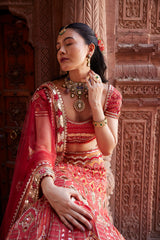 "Randhra" Coral Hand Embroidered Lehenga Set