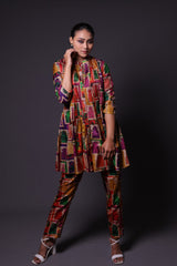 Hand Embroidered Pintuck Kurti With Pants