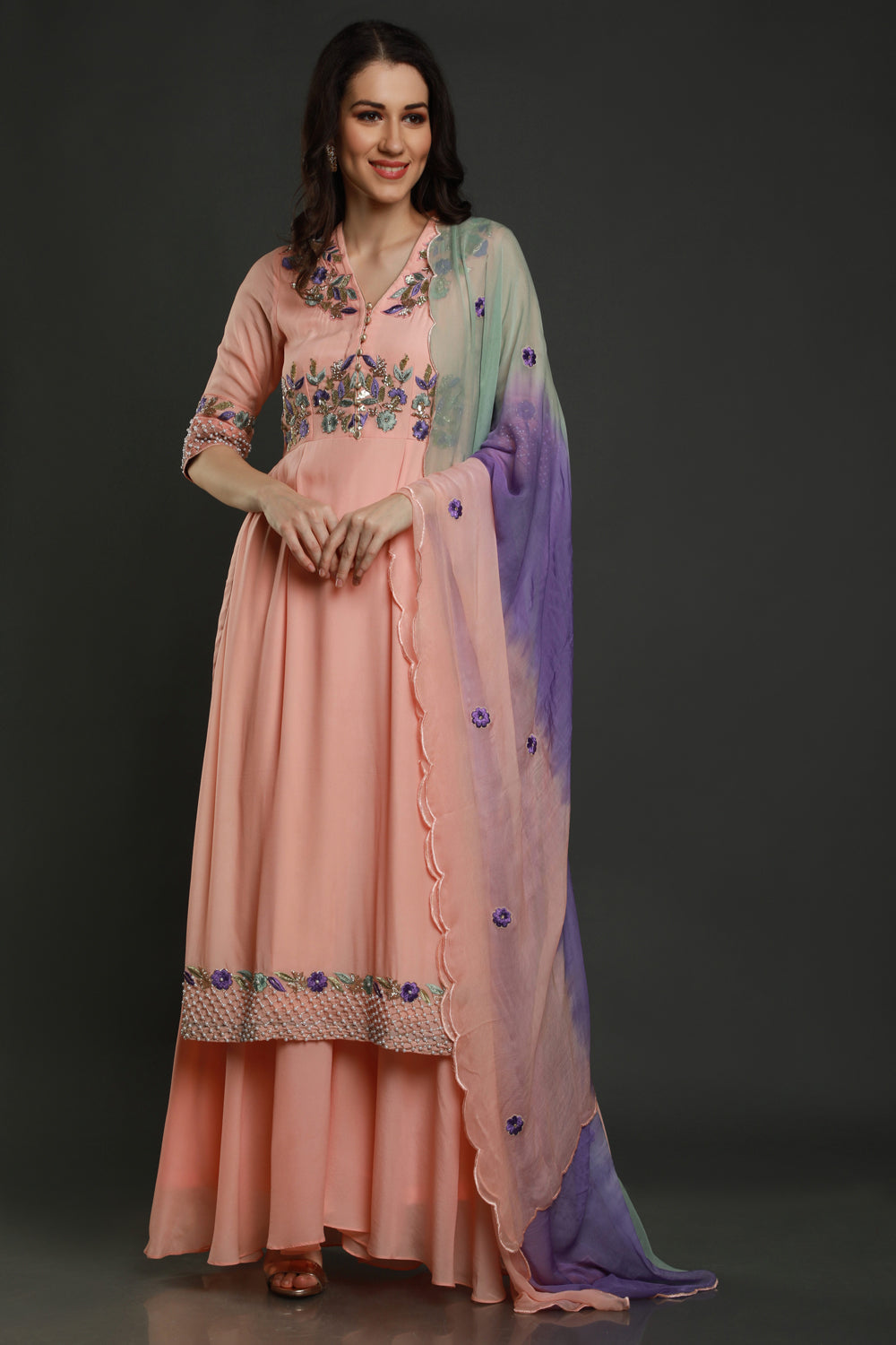 Kurta With Garara And Shaded Dupatta