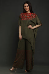 Dark Olive Kaftan With Pants