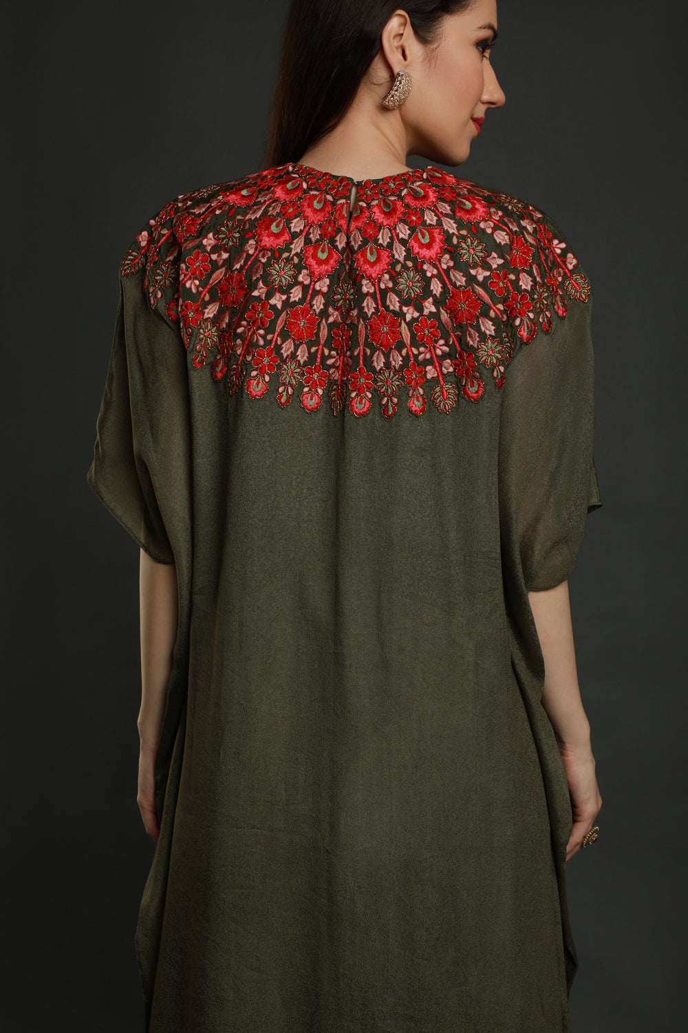 Dark Olive Kaftan With Pants