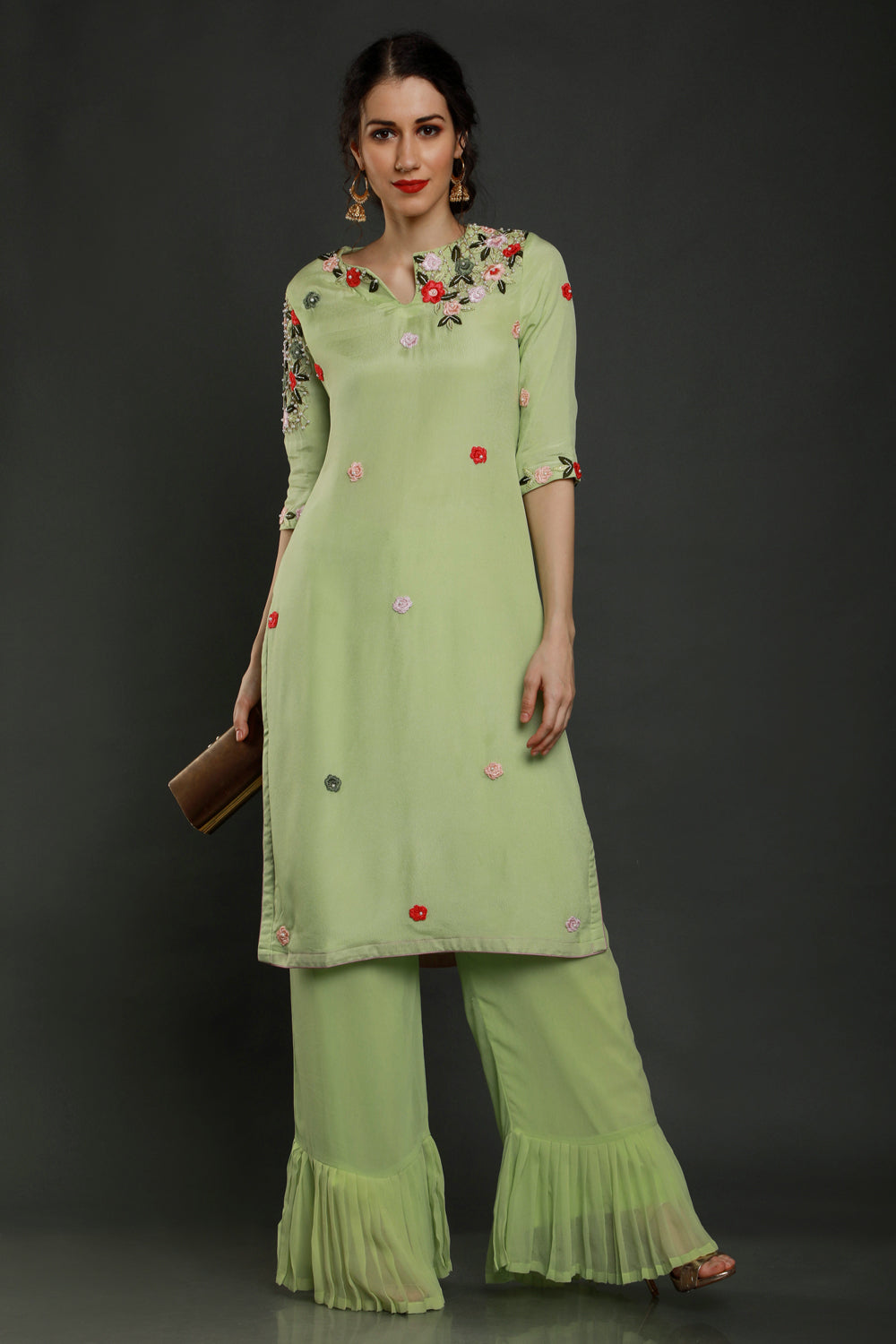 Dhara Kurta With Pleated Plazzo