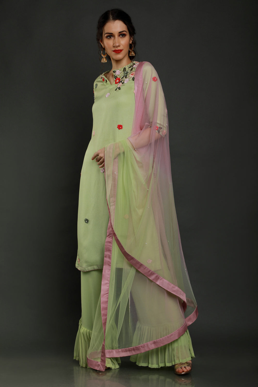 Dhara Kurta With Pleated Plazzo