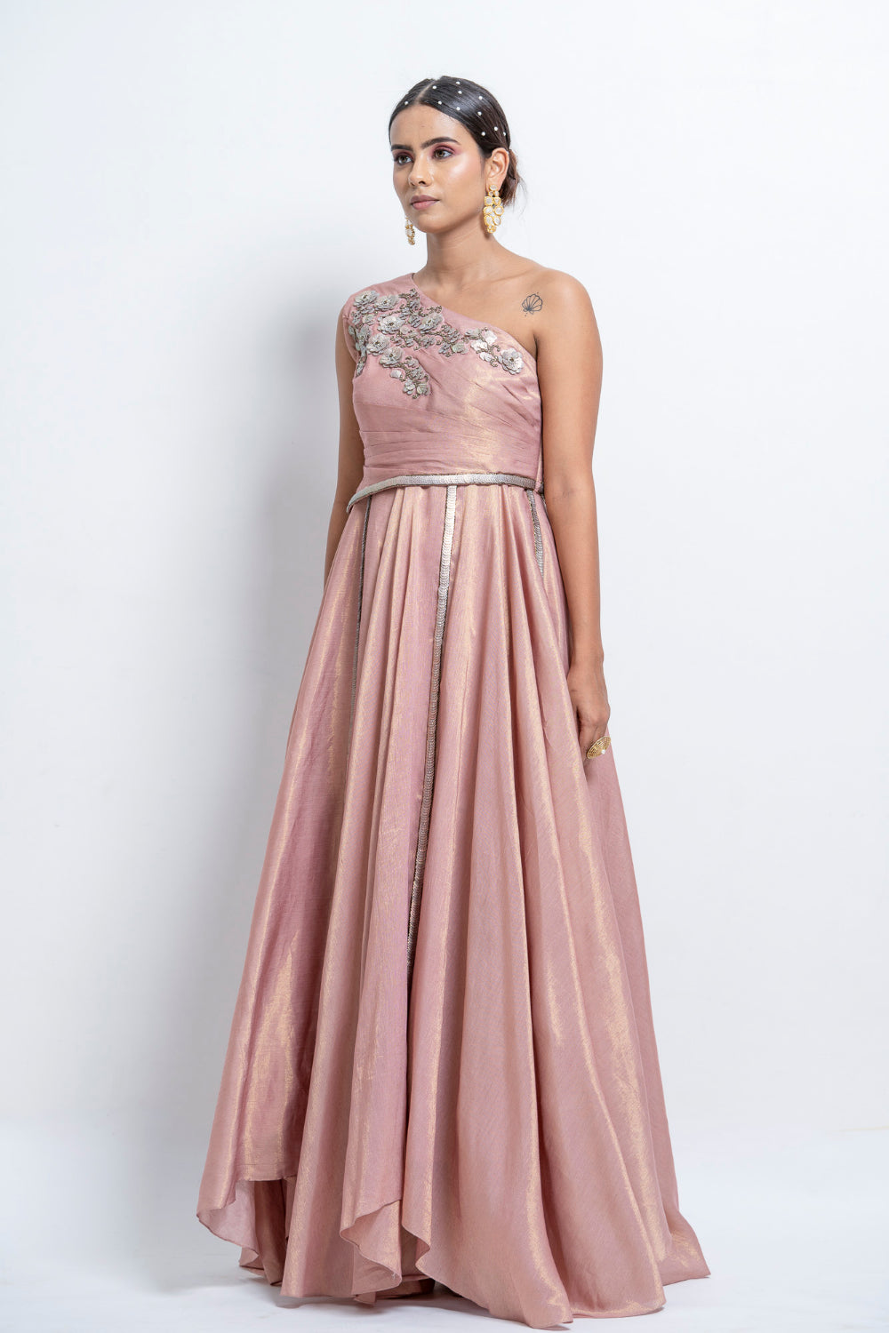 One Shoulder Asymmetric  Gown