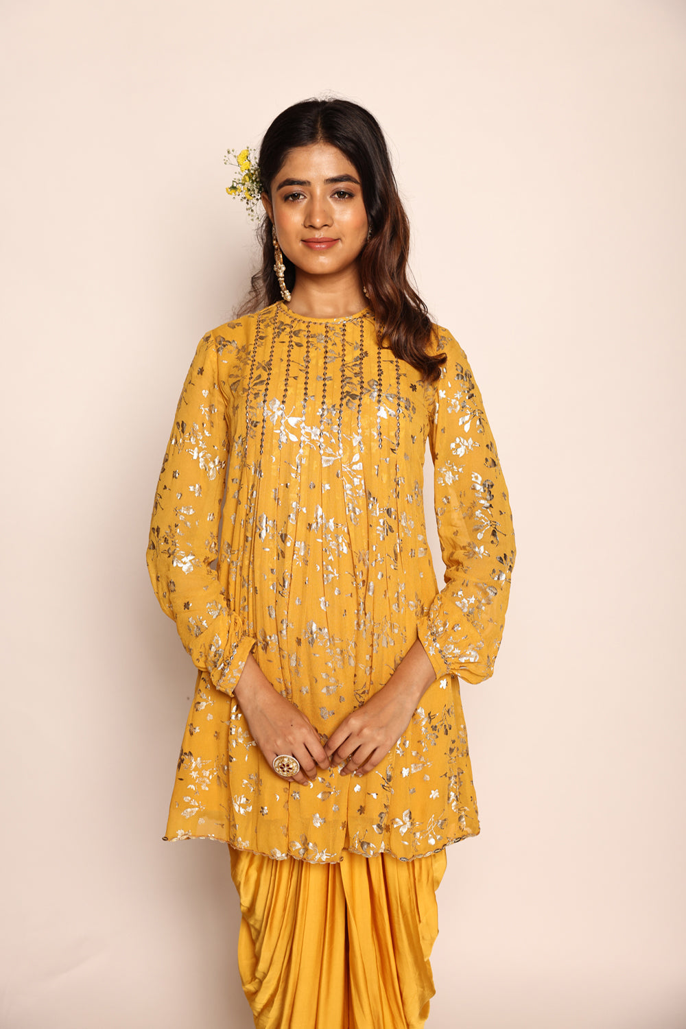 Musturd Yellow  Dhoti Set